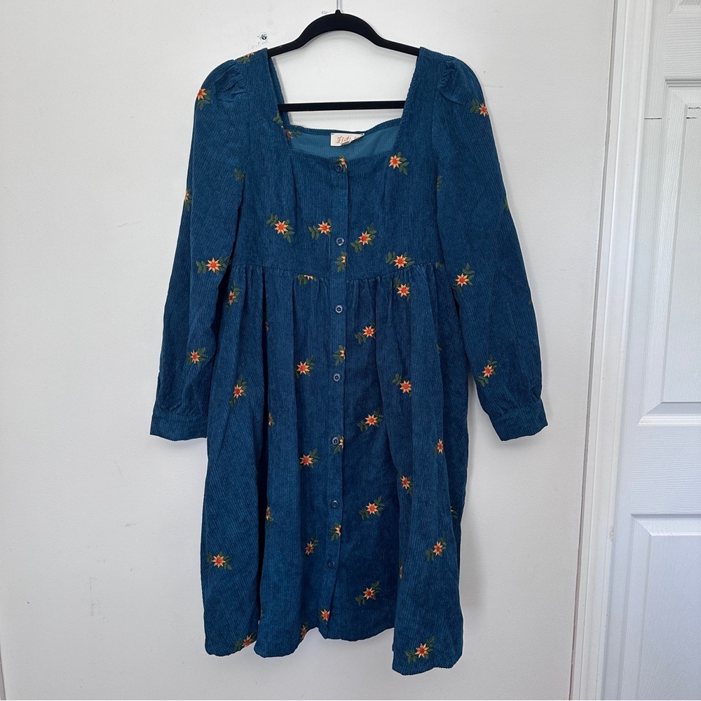 Listicle Teal Corduroy Top with Button Detail